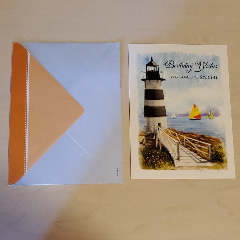 Lighthouse Birthday Card with Matching Envelope for Someone Special